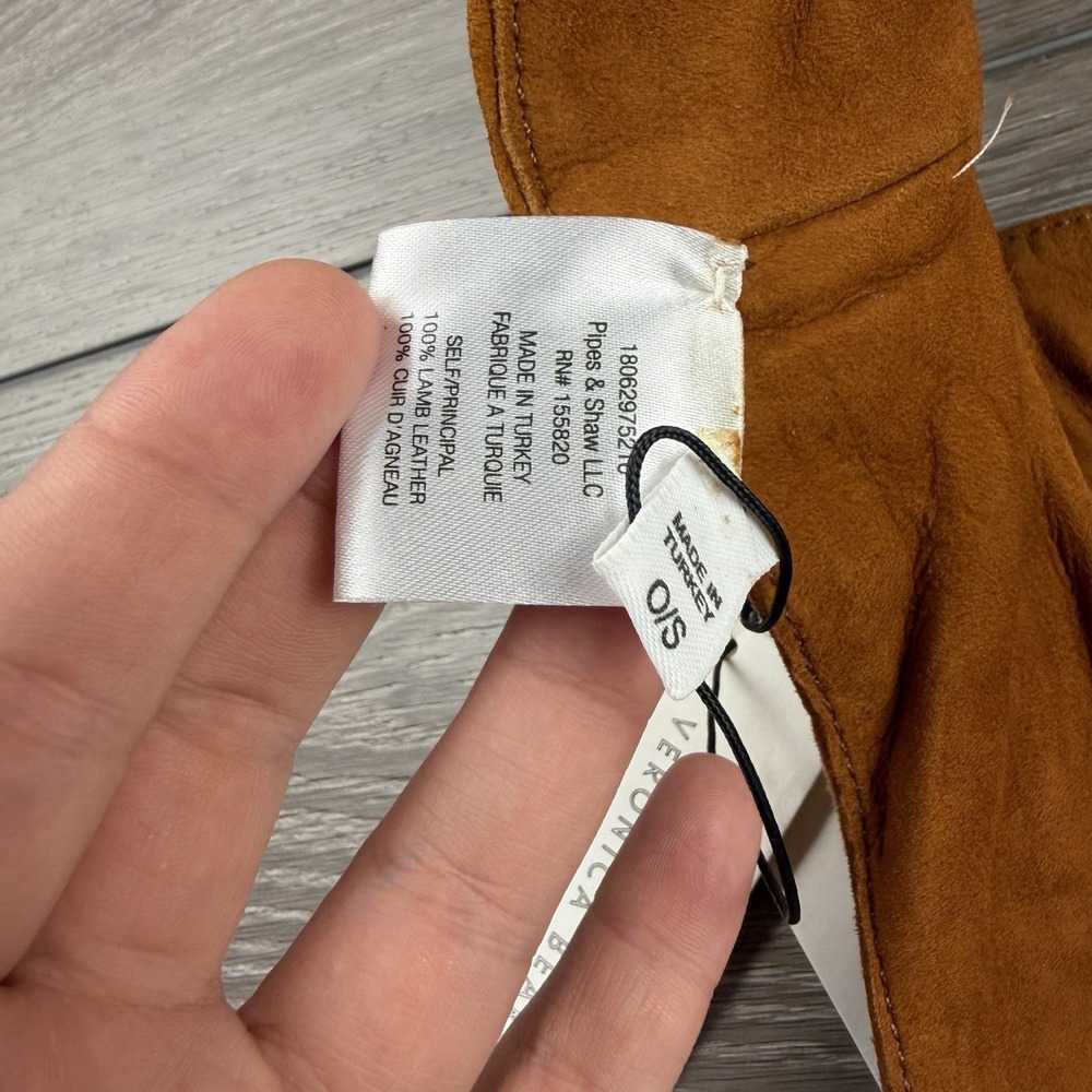 Veronica Beard Women's Lamb Leather Vala Dickey Brown Cognac One Size New Read - Picture 8 of 9